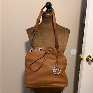 Michael Kors Brown Leather Drawstring Bag